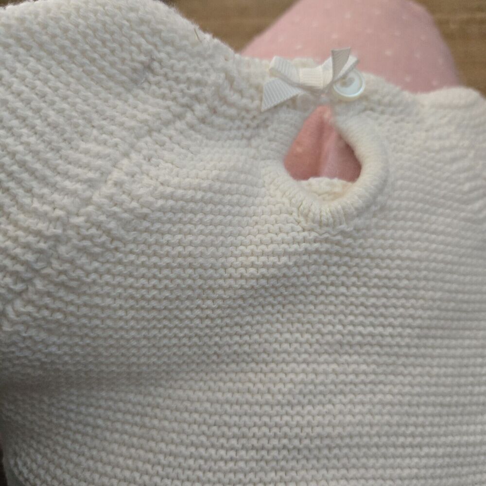 shabby chic Dress Polka dot White/Pink Knit‎ Size 3/6 Months - Picture 5 of 5